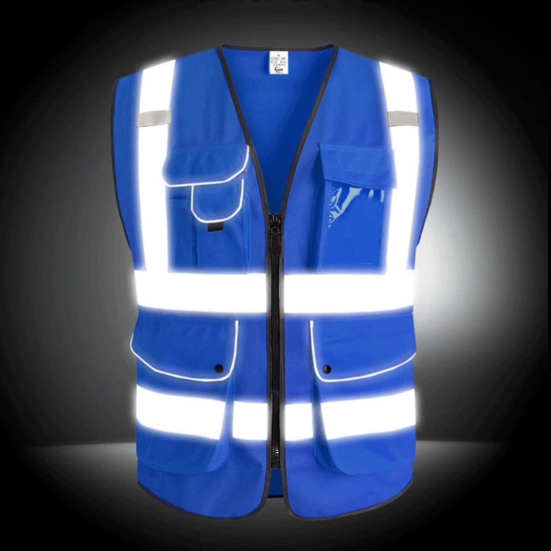 XIAKE 9 Pockets Class 2 High Visibility Reflective Safety Vest for Men Women,Meets ANSI/ISEA Standard(Royal Blue,Small) - Image 4